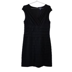 American Living Black Tiered Sheath Dress Womens Size 12 Sleeveless V Neck